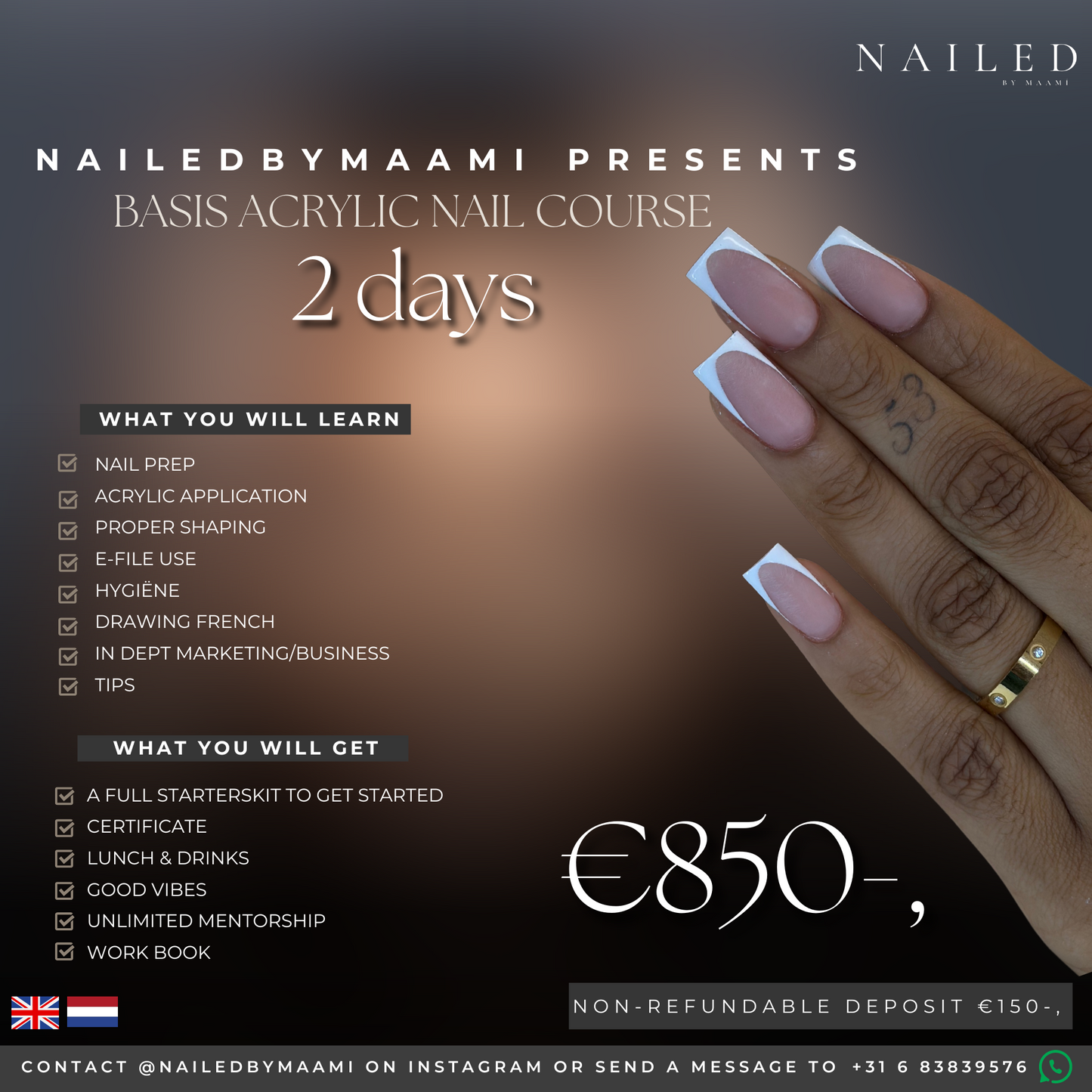 ACRYLIC BASIS NAIL COURSE (€150 deposit)